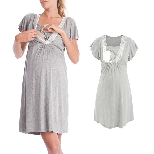 Lace Maternity & Nursing Pajamas Set – Hospital & Home