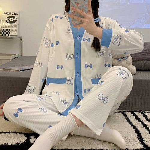 Lightweight Cotton Postpartum Nursing Pajamas Set