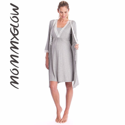 Lace Maternity & Nursing Pajamas Set – Hospital & Home