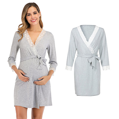 Lace Maternity & Nursing Pajamas Set – Hospital & Home