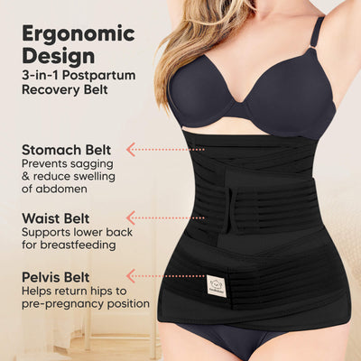 3-in-1 Postpartum Recovery Support Belt — Belly Wrap for After Birth