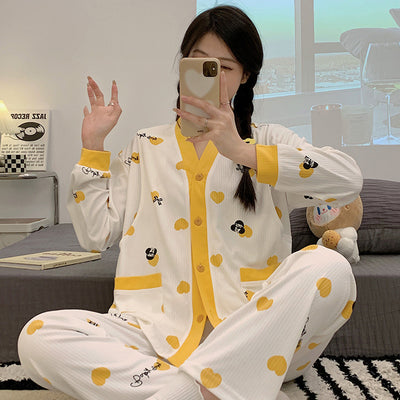 Lightweight Cotton Postpartum Nursing Pajamas Set