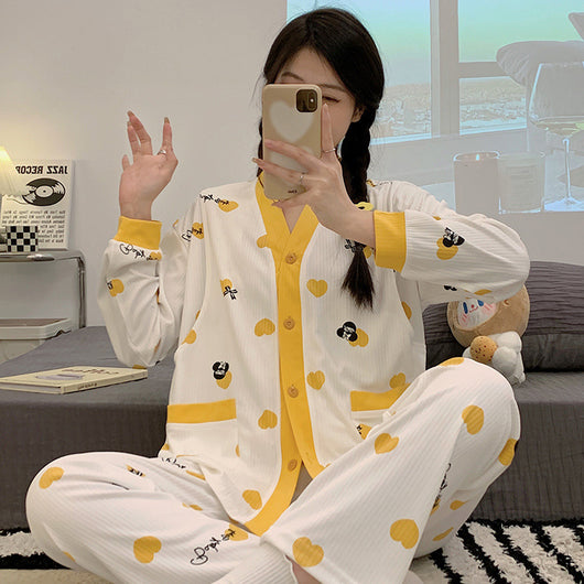 Lightweight Cotton Postpartum Nursing Pajamas Set
