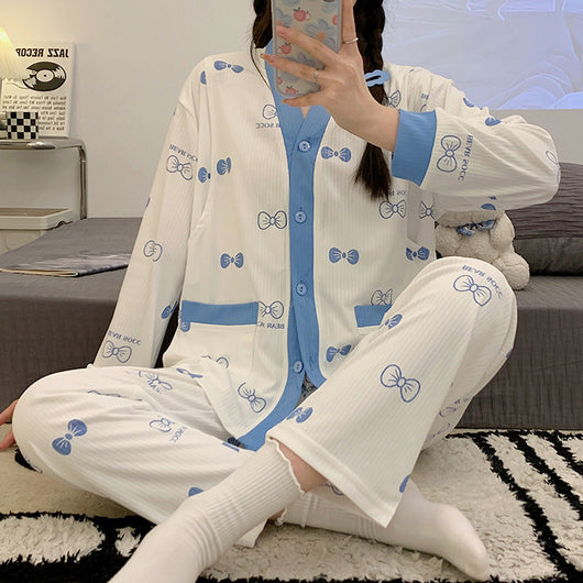Lightweight Cotton Postpartum Nursing Pajamas Set