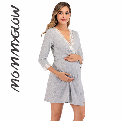 Lace Maternity & Nursing Pajamas Set – Hospital & Home