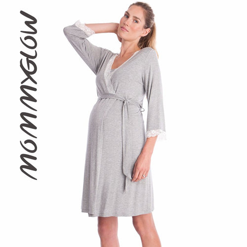 Lace Maternity & Nursing Pajamas Set – Hospital & Home