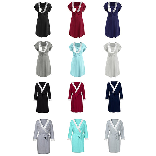 Lace Maternity & Nursing Pajamas Set – Hospital & Home